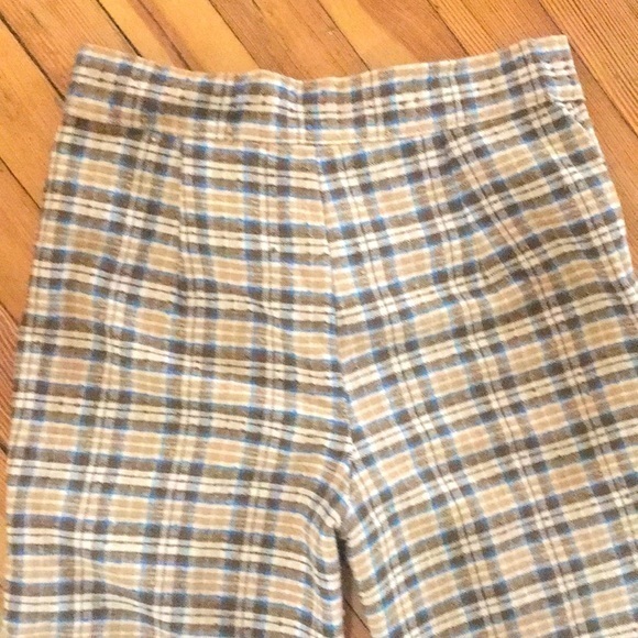 Vintage! Brown and tan plaid high waisted flared pants - Picture 4 of 4